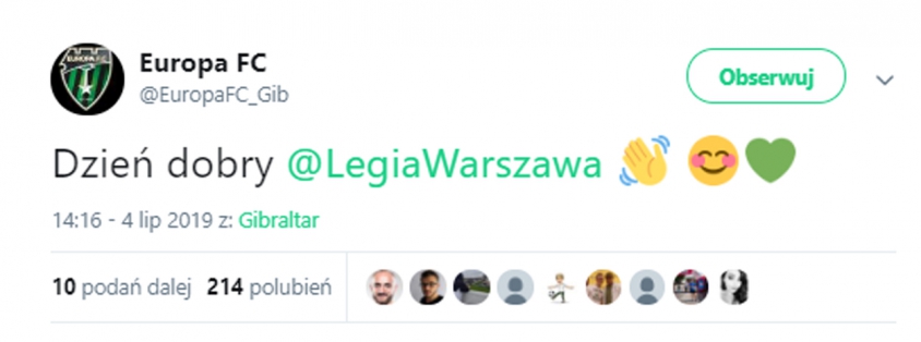 Tweet rywala Legii Warszawa! :D